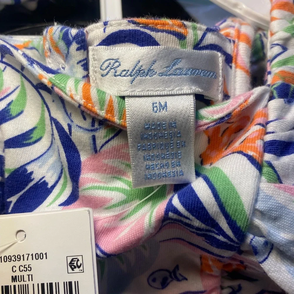 NWT Ralph Lauren Baby Girl Tropical Print Cotton Dress Summer‎ Vacation Resort